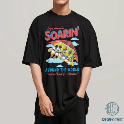 Vintage Mickey & Friends Soarin' Around The World Png, Epcot Center Disney Ride Tee, Donald Goofy Pluto Shirt, Disneyland Trip Outfit