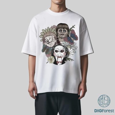 Floral Halloween Horror Characters PNG – Michael Myers, Jason, Freddy Krueger, Hocus Pocus Instant Download