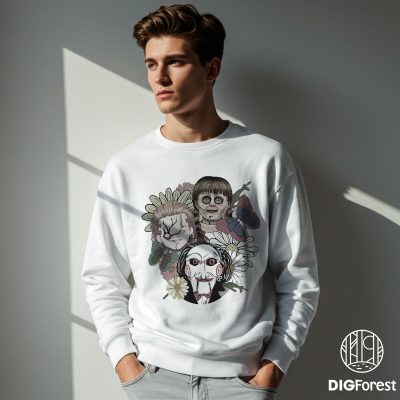 Floral Halloween Horror Characters PNG – Michael Myers, Jason, Freddy Krueger, Hocus Pocus Instant Download