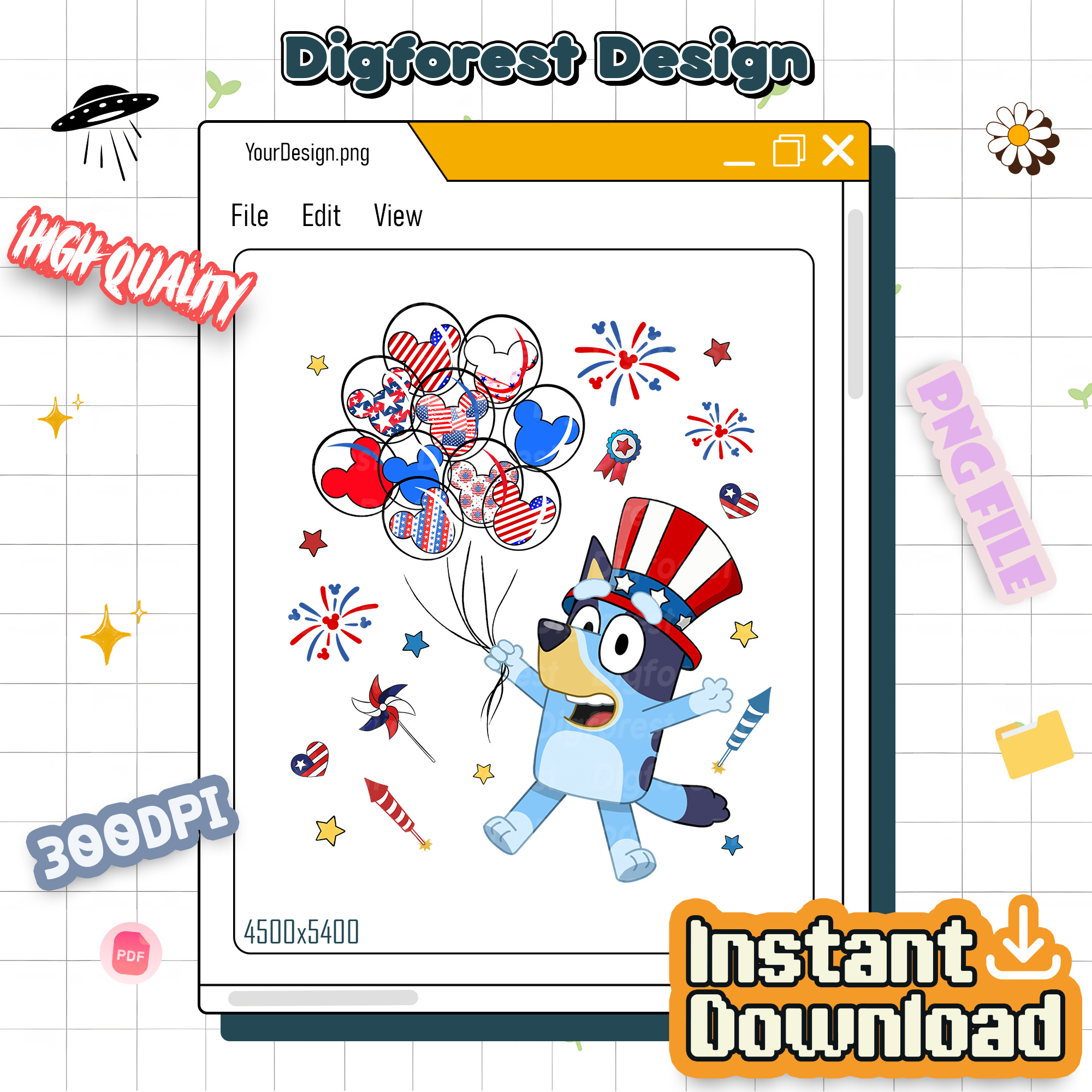 Bluey 4th of July PNG, Bluey Family Patriotic Clipart, Red White and Bluey PNG, Bluey American Independence Day Design