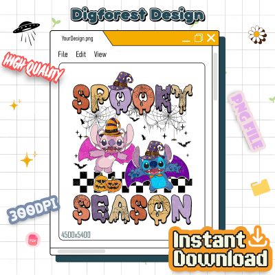 Disney Spooky Season Halloween Shirt - Stitch and Angel Witch Tee, Halloween Party Outfit, Funny Spooky Season Apparel