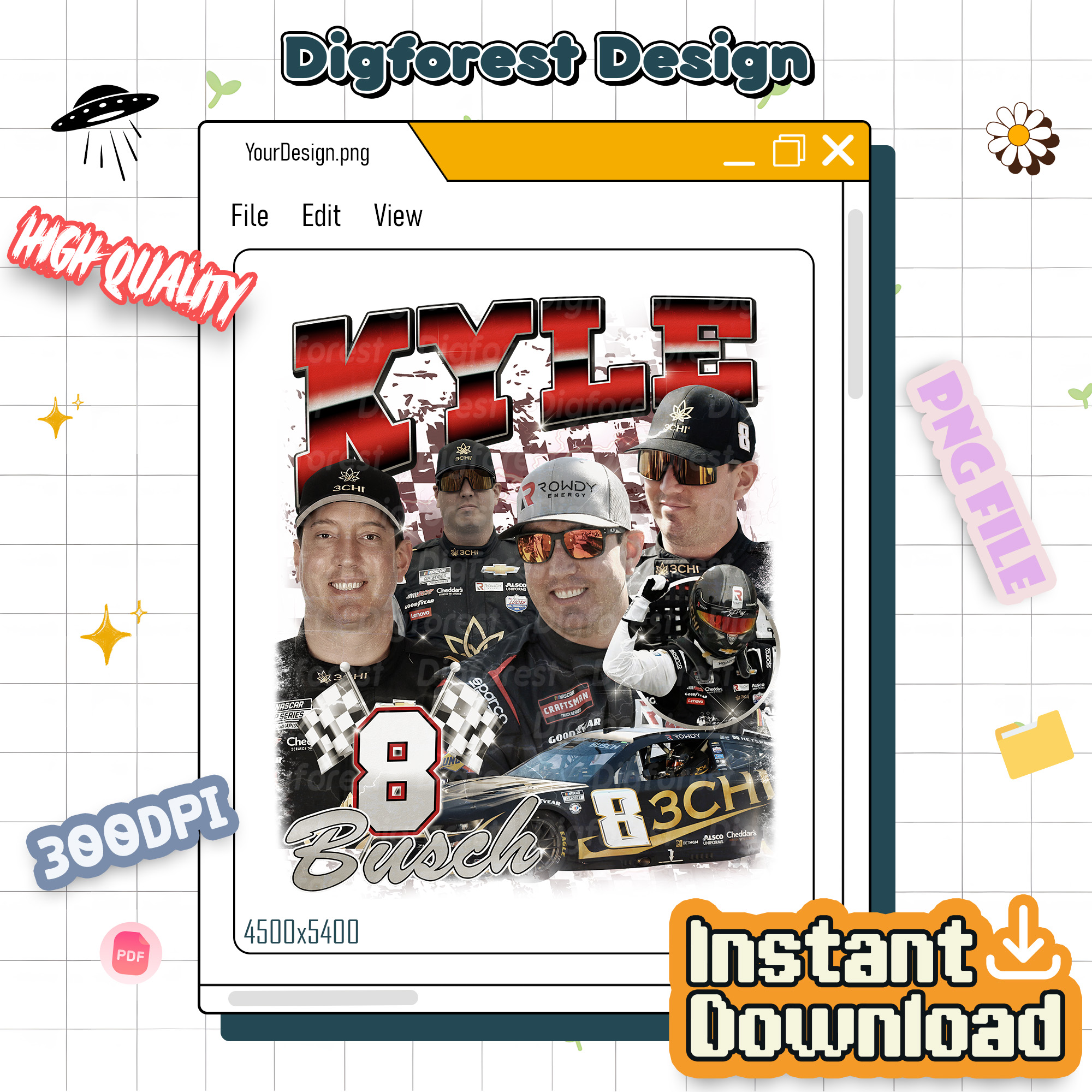 Kyle Busch Vintage Png, Kyle Busch Nascar PNG, Nascar Racing Shirt, Kyle Busch Fan Gift, Graphic Tees For Women Trendy