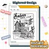Salem Book Club PNG – Witchy Spooky Girl Reading Design, Book Lover Halloween, Witches of Massachusetts PNG