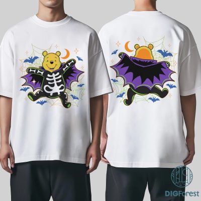 Winnie the Pooh Vampire Skeleton PNG, Retro Disney Halloween Shirt, Spooky Season Disneyland Tee