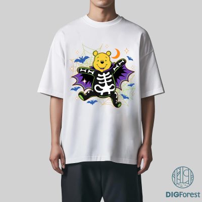 Winnie the Pooh Vampire Skeleton PNG, Retro Disney Halloween Shirt, Spooky Season Disneyland Tee