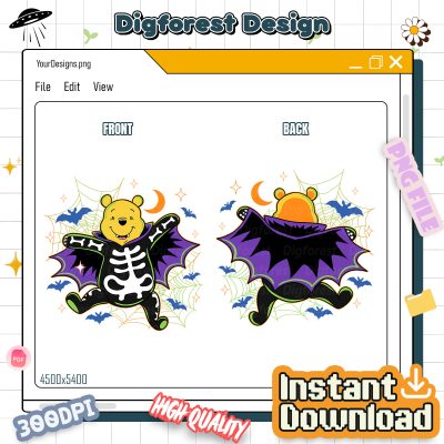 Winnie the Pooh Vampire Skeleton PNG, Retro Disney Halloween Shirt, Spooky Season Disneyland Tee