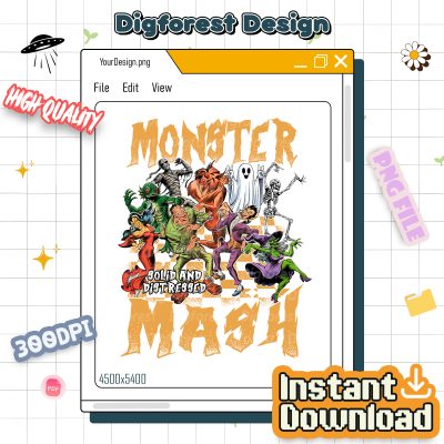 Monster Mash Halloween PNG – Funny Horror Monster Tee, Spooky Season Design, Halloween Party PNG