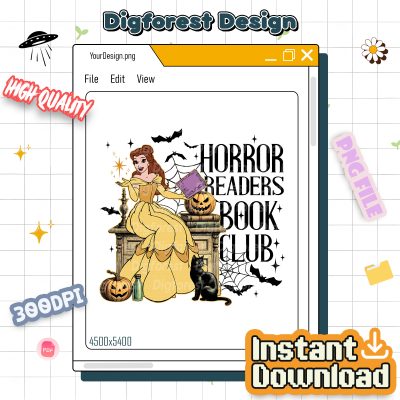 Belle Princess Horror Book Club PNG, Princess Halloween Shirt, Disneyland Book Lover Shirt Design