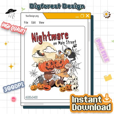 Vintage Mickey Halloween PNG – Nightmare on Main Street, Disney Pumpkin Halloween PNG Design