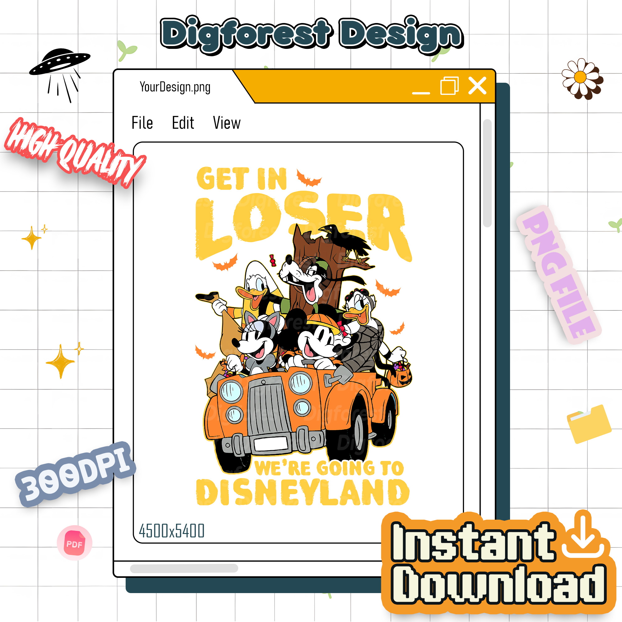 Disney Mickey & Friends Halloween PNG – Get In Loser We’re Going to Disneyland, Not So Scary Party Digital Download Disney Mickey & Friends Halloween PNG – Get In Loser We’re Going to Disneyland, Not So Scary Party Digital Download
