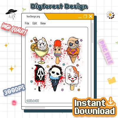 Horror Ice Cream Halloween PNG – Scary Movie Humor Shirt, Spooky Summer Tee, Halloween Horror Design