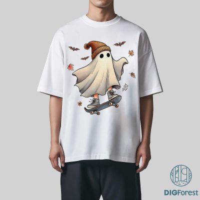 Retro Fall Floral Ghost PNG – Cute Vintage Spooky Season, Boujee Ghosts with Flowers PNG