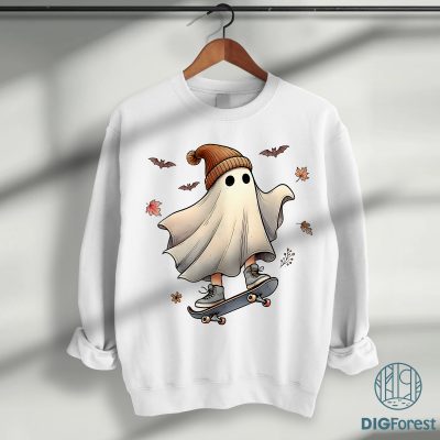 Retro Fall Floral Ghost PNG – Cute Vintage Spooky Season, Boujee Ghosts with Flowers PNG