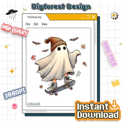 Retro Fall Floral Ghost PNG – Cute Vintage Spooky Season, Boujee Ghosts with Flowers PNG