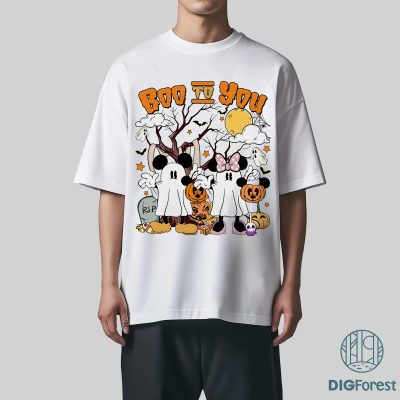 Boo to You Mickey & Minnie Ghost PNG, Spooky Season Costume Shirt, Not-So-Scary Halloween
