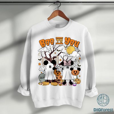 Boo to You Mickey & Minnie Ghost PNG, Spooky Season Costume Shirt, Not-So-Scary Halloween