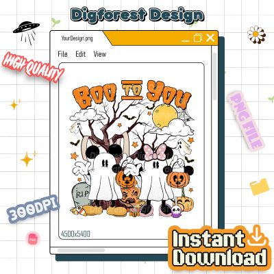 Boo to You Mickey & Minnie Ghost PNG, Spooky Season Costume Shirt, Not-So-Scary Halloween