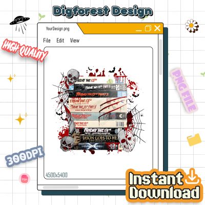 Halloween Movies VHS Tapes PNG – 90s Style Halloween Shirt, Retro Witch Gift, Spooky Design PNG