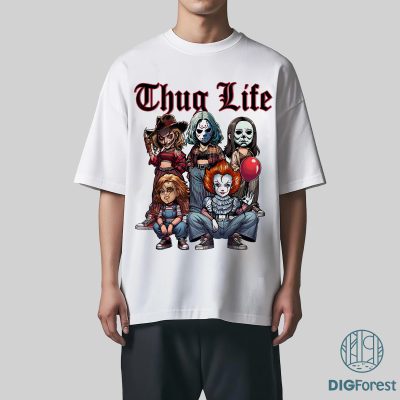 Horror Characters Thug Life PNG, Movie Killers Halloween Shirt, Old School Horror Movie Design