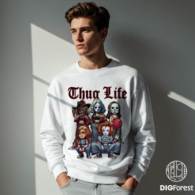 Horror Characters Thug Life PNG, Movie Killers Halloween Shirt, Old School Horror Movie Design