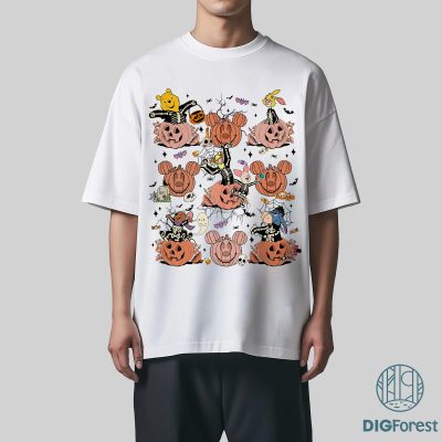 Pooh & Friends Skeleton Pumpkin Halloween PNG, Pooh Bear Family Shirt, Disneyland Halloween Design