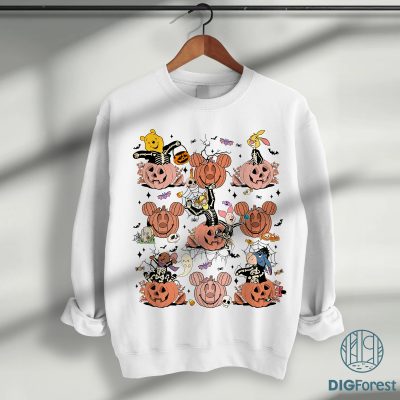 Pooh & Friends Skeleton Pumpkin Halloween PNG, Pooh Bear Family Shirt, Disneyland Halloween Design