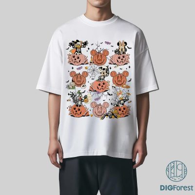 Spooky Mickey & Friends Halloween PNG, Magical Skeleton Pumpkin Shirt, Disneyland Family Halloween Design
