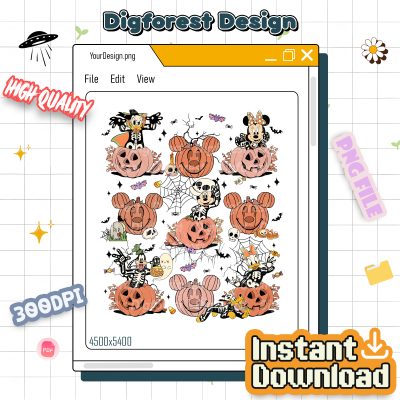 Spooky Mickey & Friends Halloween PNG, Magical Skeleton Pumpkin Shirt, Disneyland Family Halloween Design