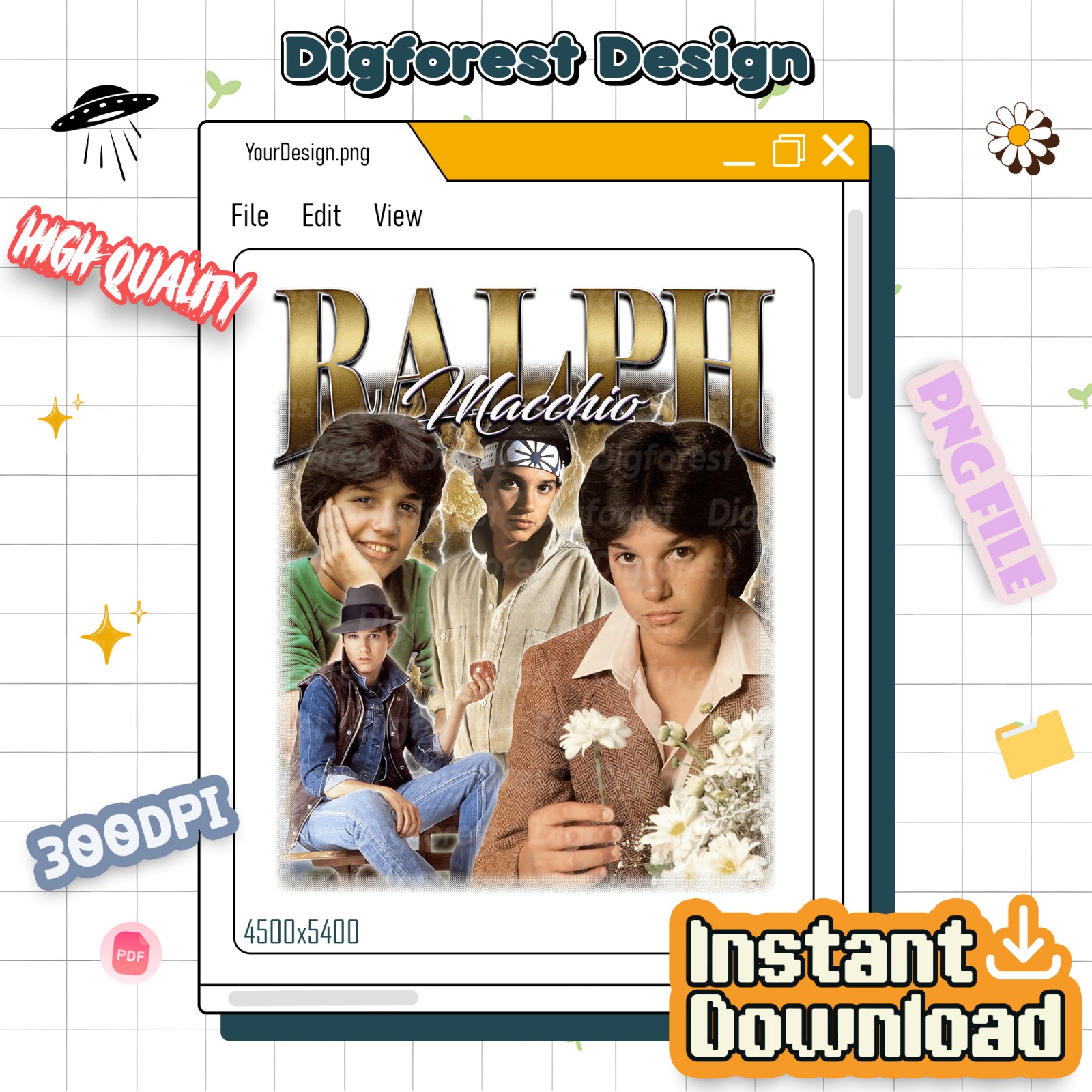 Retro 90s Ralph Macchio Bootleg Png, Vintage Ralph Macchio Tee, 90s Homage Shirt, Gift for Him, Gift for Her