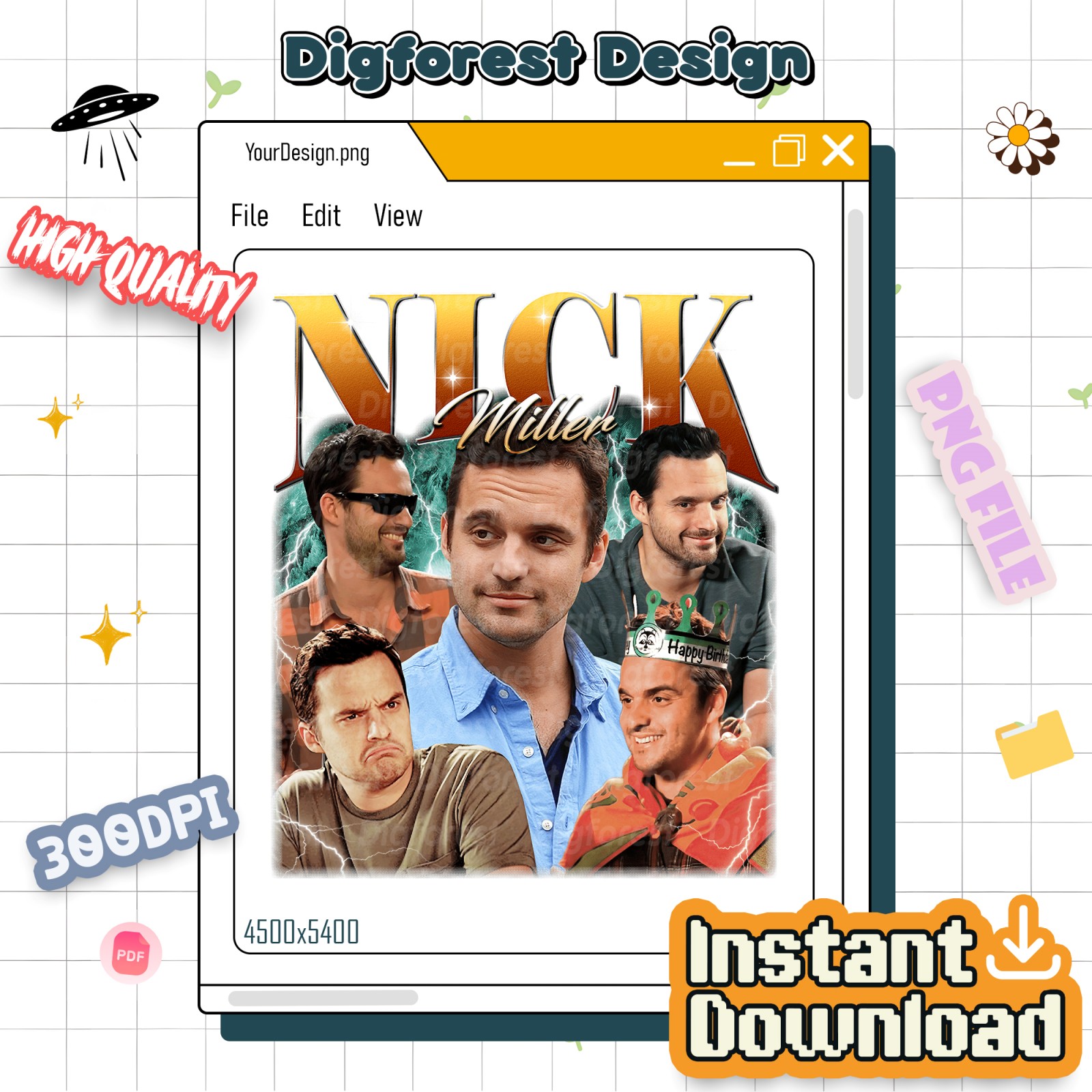 Nick Miller New Girl Homage Png, Vintage Nick Miller T-Shirt, Retro Fan Tee, Nick Miller 90s Style Sweater