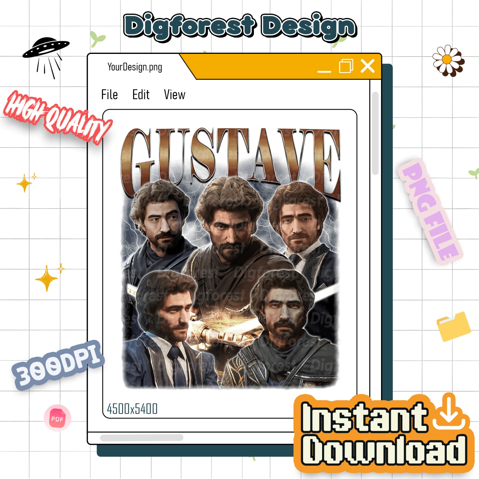 Vintage 90s Gustave Expedition 33 Png, Gustave Girl Dinner Sweatshirt, Retro Gustave Graphic Tee, Unisex Gift for Men and Women