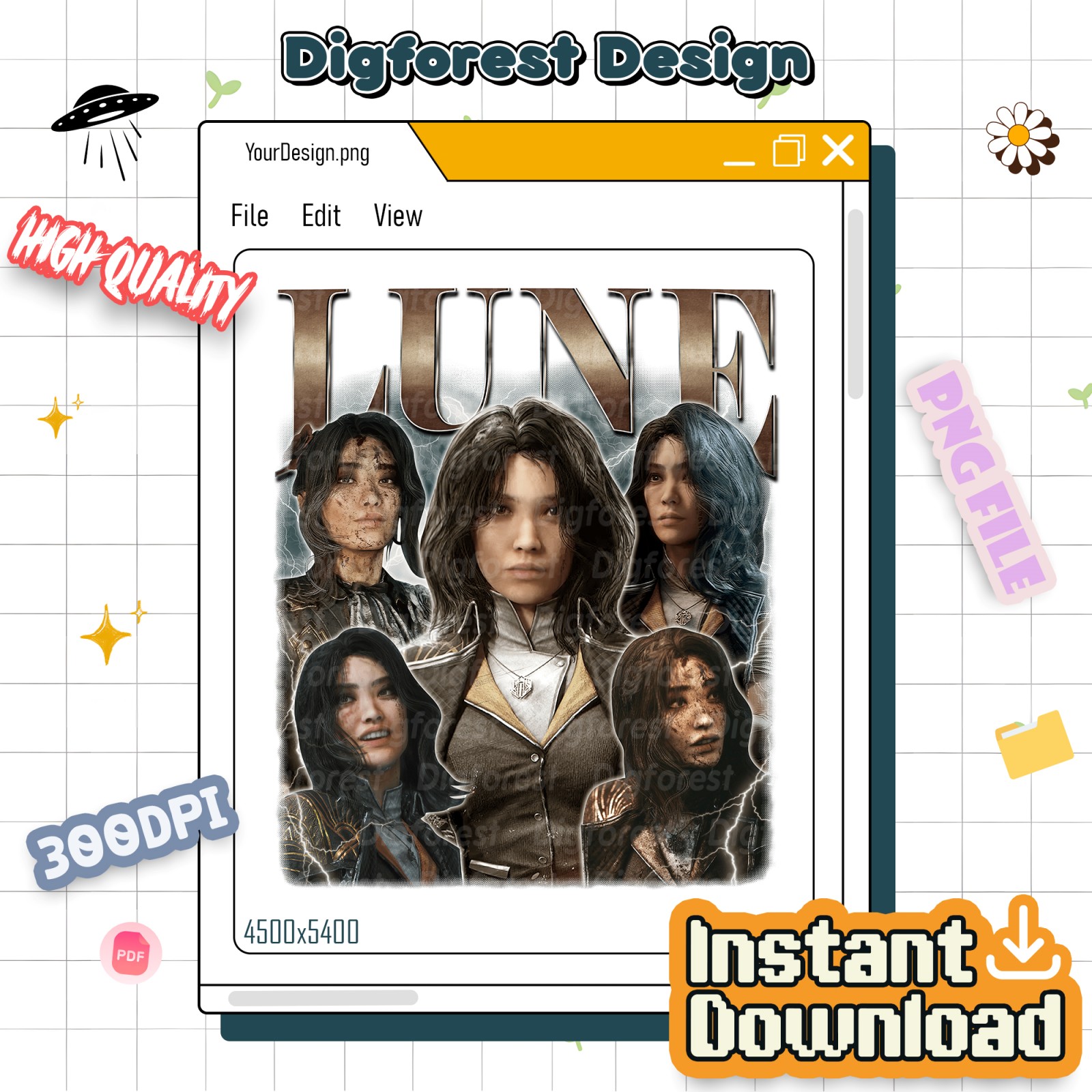 Vintage 90s Lune Expedition 33 Png, Retro Graphic Style Tee, Unisex Lune Shirt, Expedition 33 Gift for Men and Women, Lune Fan Merch