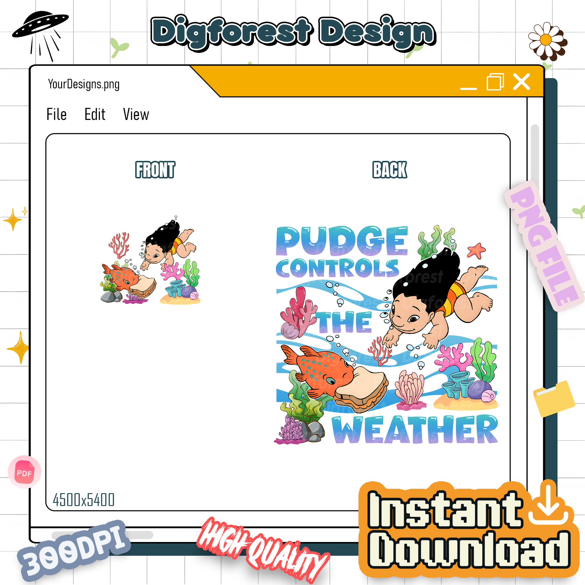 Disney Lilo and Stitch Disneyland Pudge Png, Pudge Control the Weather Tee, Stitch Girls Trip Shirt, Summer Fish Shirt, Disney Stitch Pudge Shirt