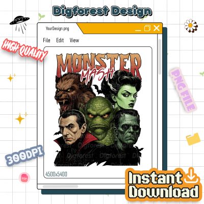 Retro Monster Mash Halloween PNG – Vintage Halloween 2025 Design, Spooky Horror Tee PNG