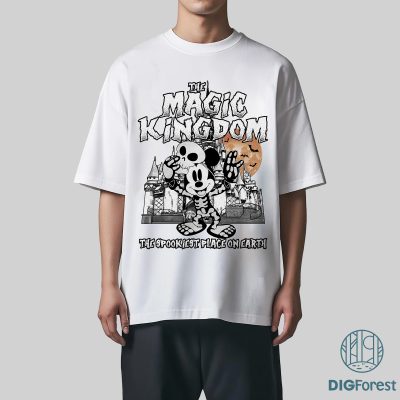 Disney Mickey Magic Kingdom Halloween PNG – Skeleton Mickey, Disneyland Castle Halloween PNG Design