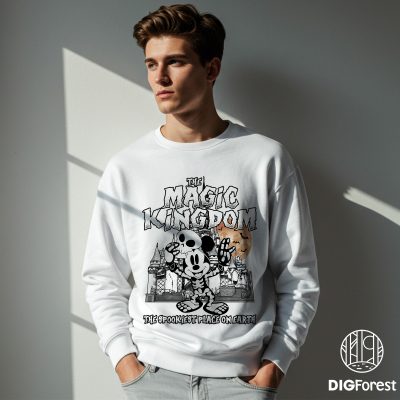 Disney Mickey Magic Kingdom Halloween PNG – Skeleton Mickey, Disneyland Castle Halloween PNG Design