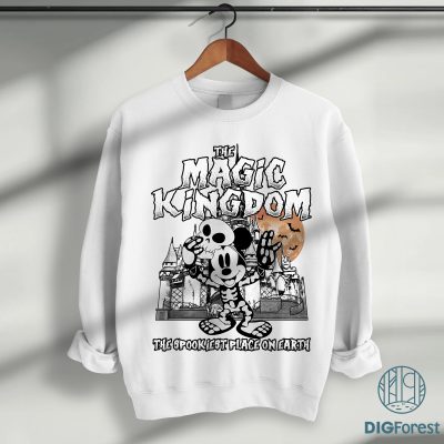 Disney Mickey Magic Kingdom Halloween PNG – Skeleton Mickey, Disneyland Castle Halloween PNG Design