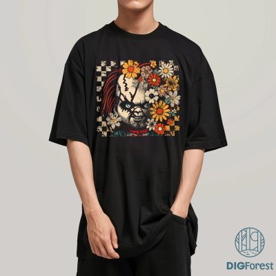 Retro Chucky Killer Halloween PNG – Floral Coquette Horror Movie Design, Halloween Characters PNG