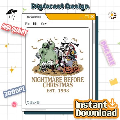 Nightmare Before Christmas Est. 1993 Halloween PNG – Jack & Sally, Oogie Boogie Bash, Disneyland Spooky Season Design
