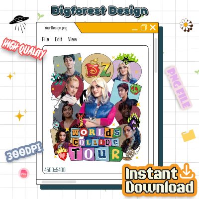 Disney Zombies x Descendants Worlds Collide Tour PNG – Addison 2025, Disney Music Festival Trip Shirt Design, Halloween PNG