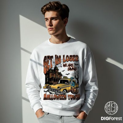 Vintage Halloween Spooky Season PNG – Get in Loser Pumpkin, Retro Funny Fall Design, Cute Halloween Aesthetic