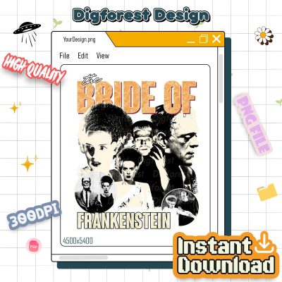 The Bride of Frankenstein Vintage PNG – Gothic Horror 90s Movie Design, Classic Movie Monster PNG