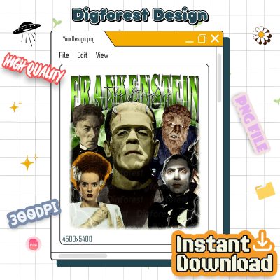 The Bride of Frankenstein Vintage PNG – Gothic Horror 90s Movie Design, Classic Movie Monster PNG