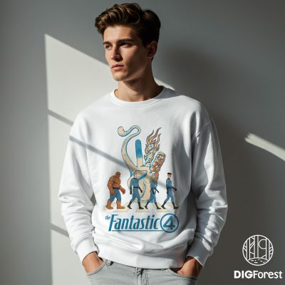 Fantastic Four Abbey Road Parody PNG – Ben Grimm, Johnny Storm, Sue Storm, Reed Richards First Steps Design