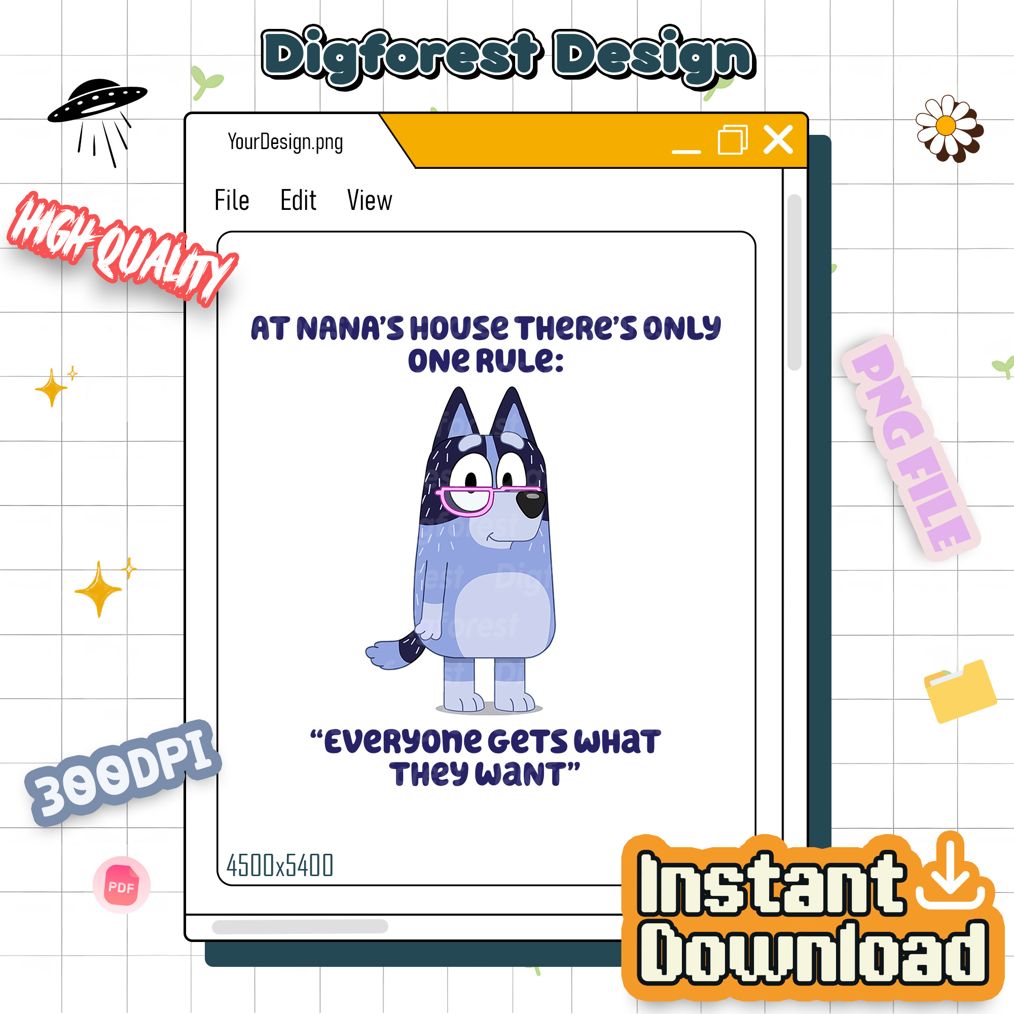 Bluey Nana PNG | Janet & Rita Grannies PNG | Bluey Grandma Gift | Bluey Family Shirt | Toddler Bingo Design