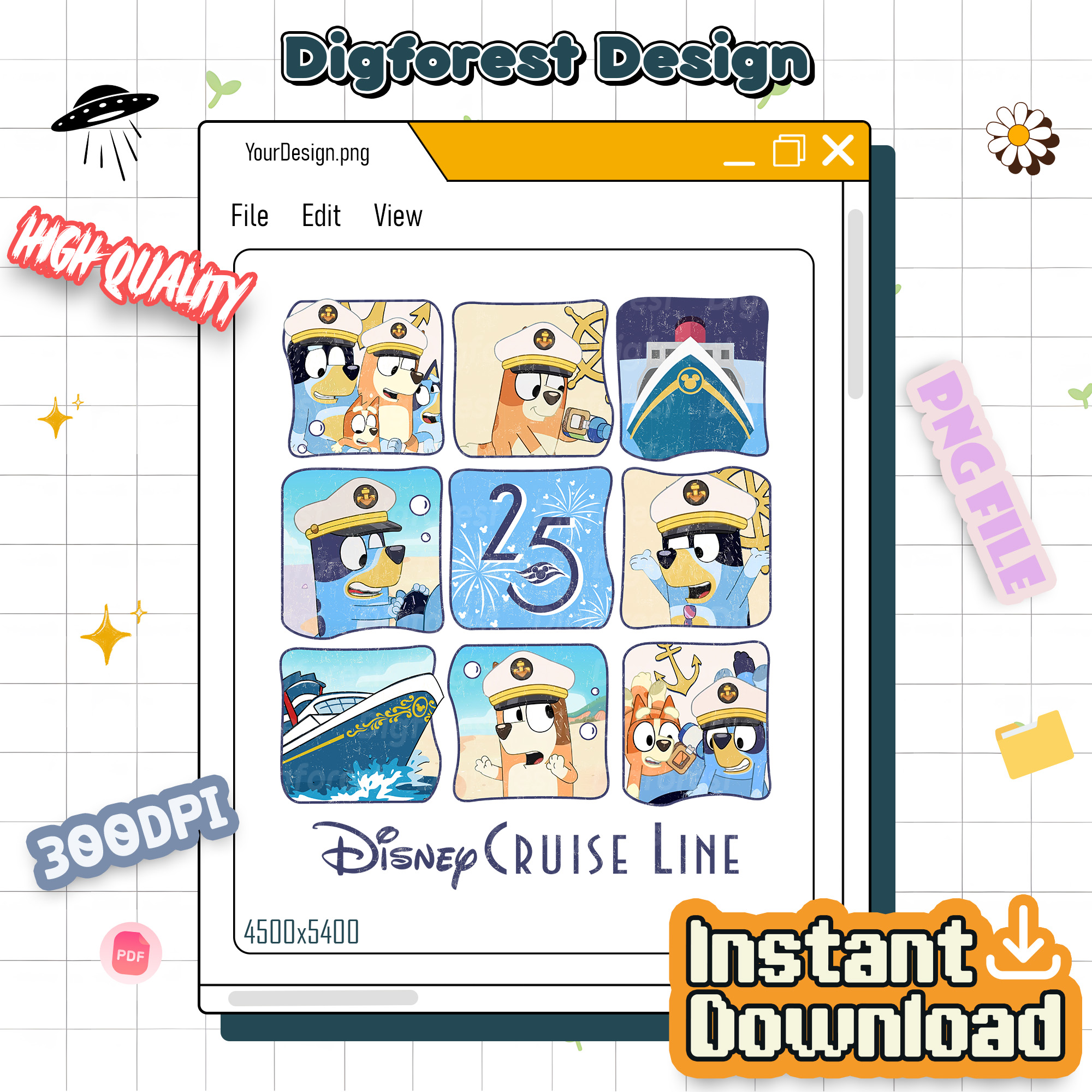 Bluey Cruise Line 25th Anniversary PNG, Silver at Sea Shirt, Family Cruise Trip Matching Shirt