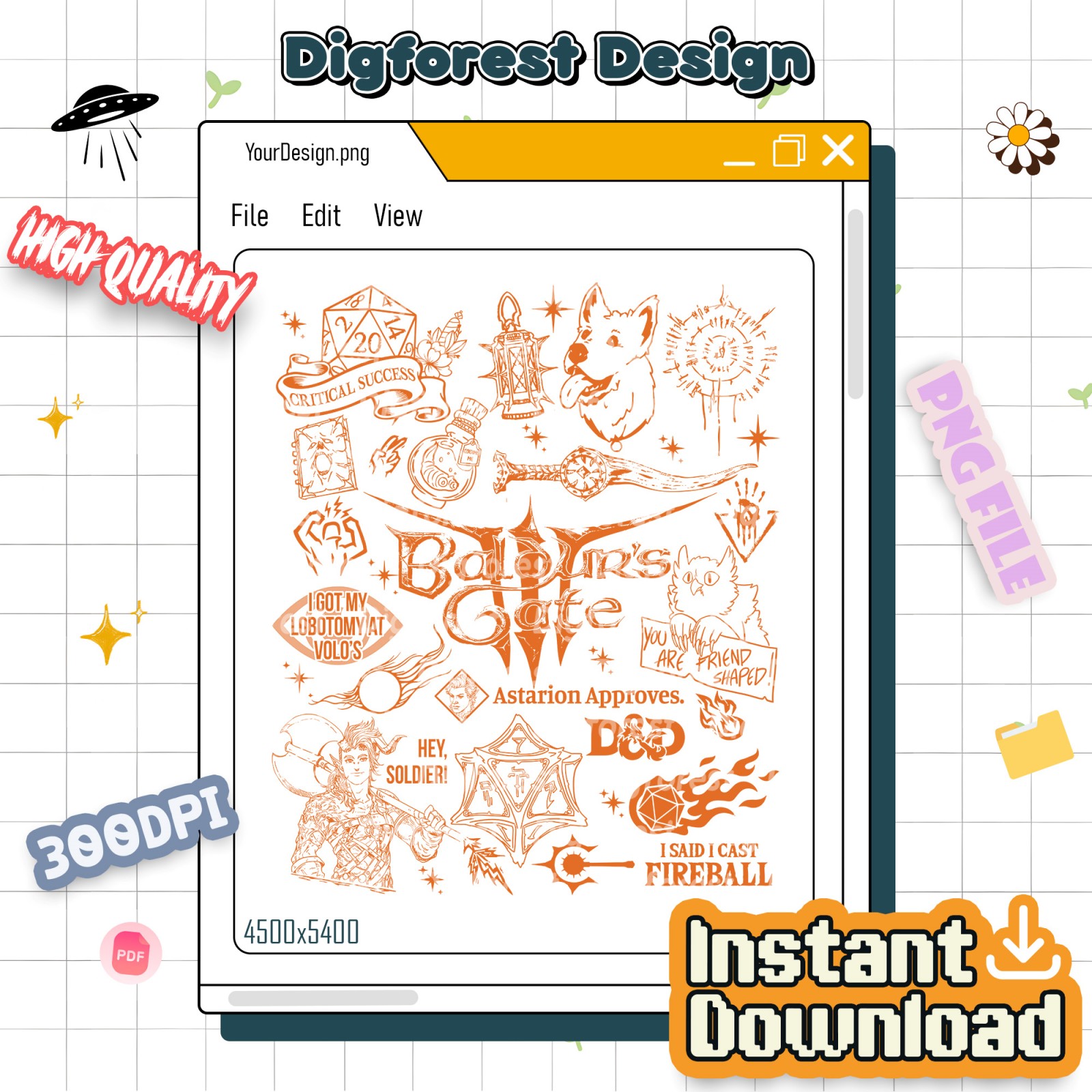 Baldur's Gate 3 Doodle Art Png, Astarion High Elf Sweatshirt, Astarion Rogue Merch, I Can Fix Him Tee, Video Game Sweatshirt