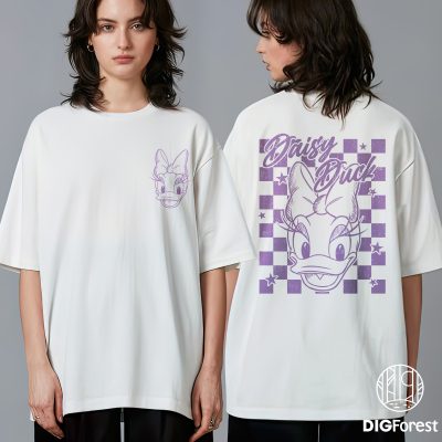 Retro Disneyworld Characters PNG Bundle – Mickey, Minnie, Donald, Daisy, Goofy, Pluto Checkered Clipart