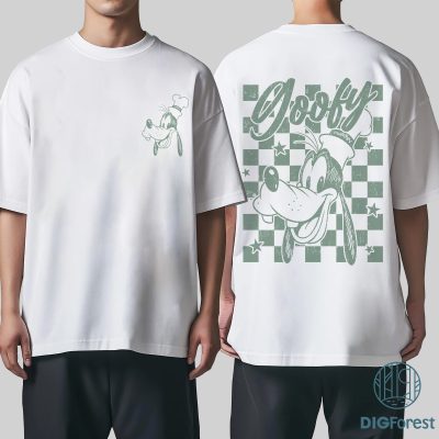 Retro Disneyworld Characters PNG Bundle – Mickey, Minnie, Donald, Daisy, Goofy, Pluto Checkered Clipart