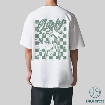 Retro Disneyworld Characters PNG Bundle – Mickey, Minnie, Donald, Daisy, Goofy, Pluto Checkered Clipart